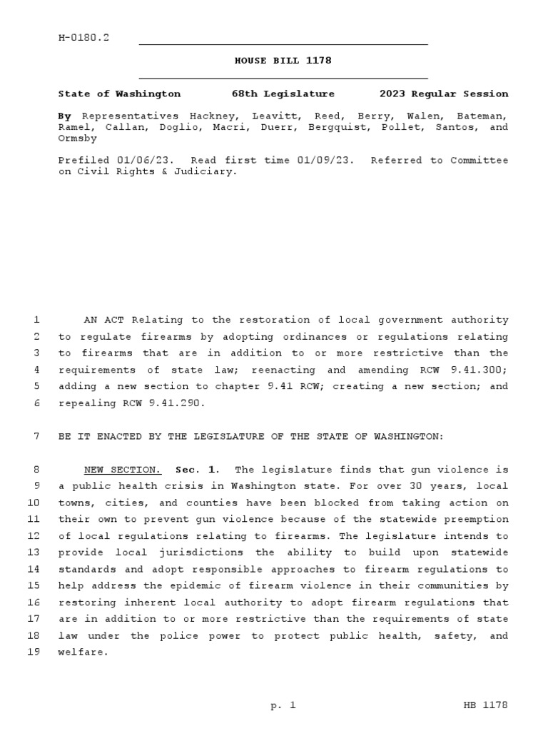 Washington House Bill 1178 PDF Airport Public Law