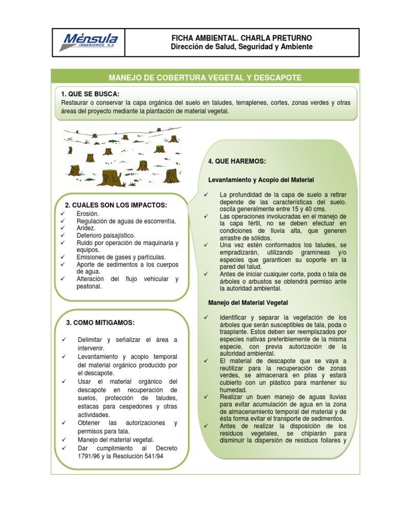 3 Ficha Ambiental Manejo de Cobertura Vegetal | PDF | Suelo | Deforestación