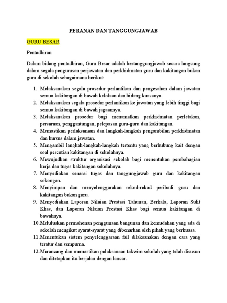 Peranan Dan Tanggungjawab | PDF