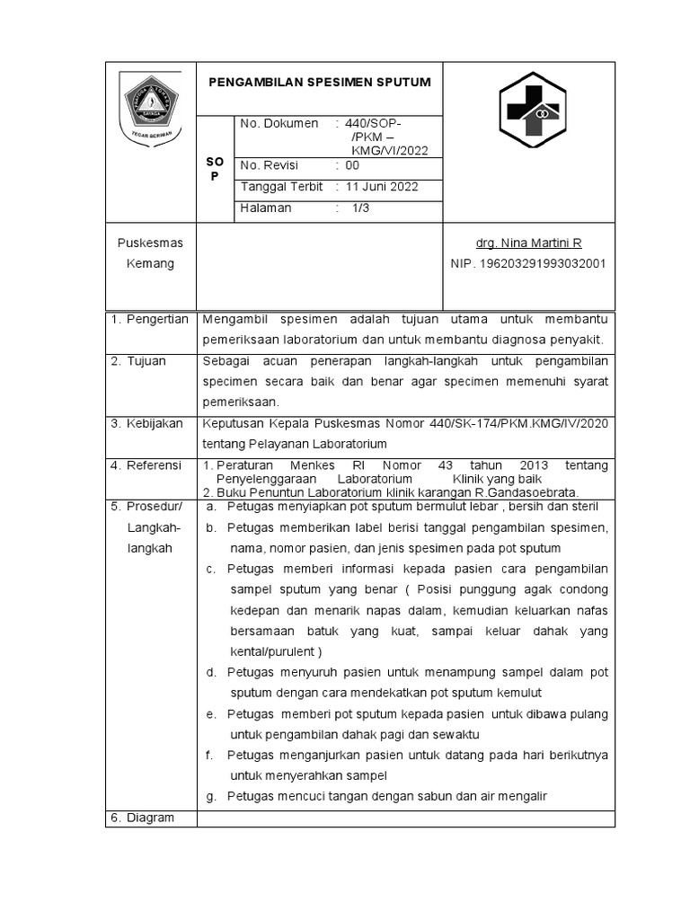 SOP Pengambilan Spesimen Sputum PDF