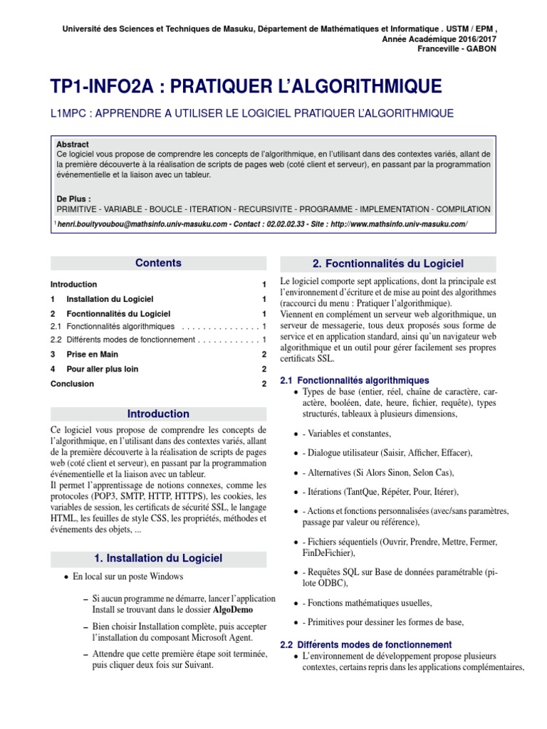 TP1 Info Algorithme | PDF | Internet | Internet et Web