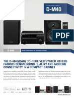 The D-M40 (Dab) Cd-Receiver System Offers Famous Denon Sound Quality and Modern Connectivity in A Compact Cabinet