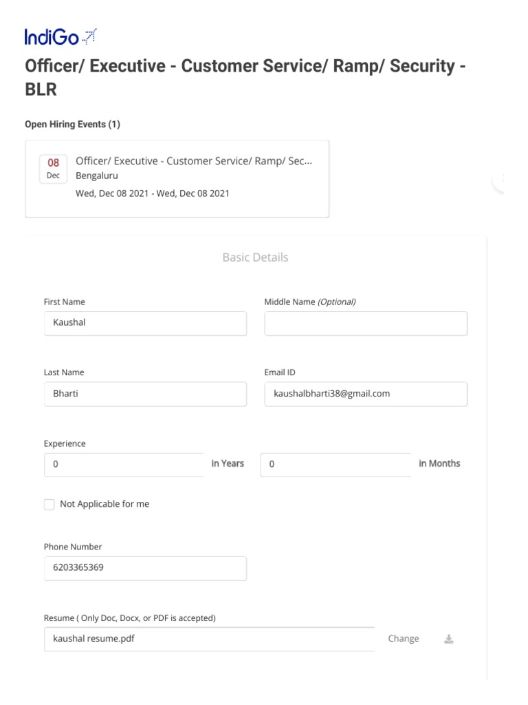 Apply For Officer - Executive - Customer Service - Ramp - Security ...