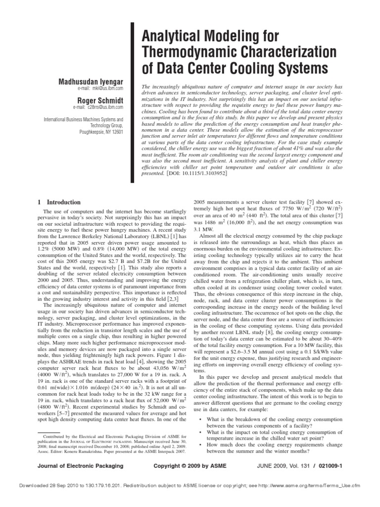 Analytical Modeling For Thermodynamic Characterization of Data Center ...