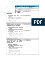 Cronograma de actividades de prácticas con talleres sobre personalidad, emociones e inteligencia emocional