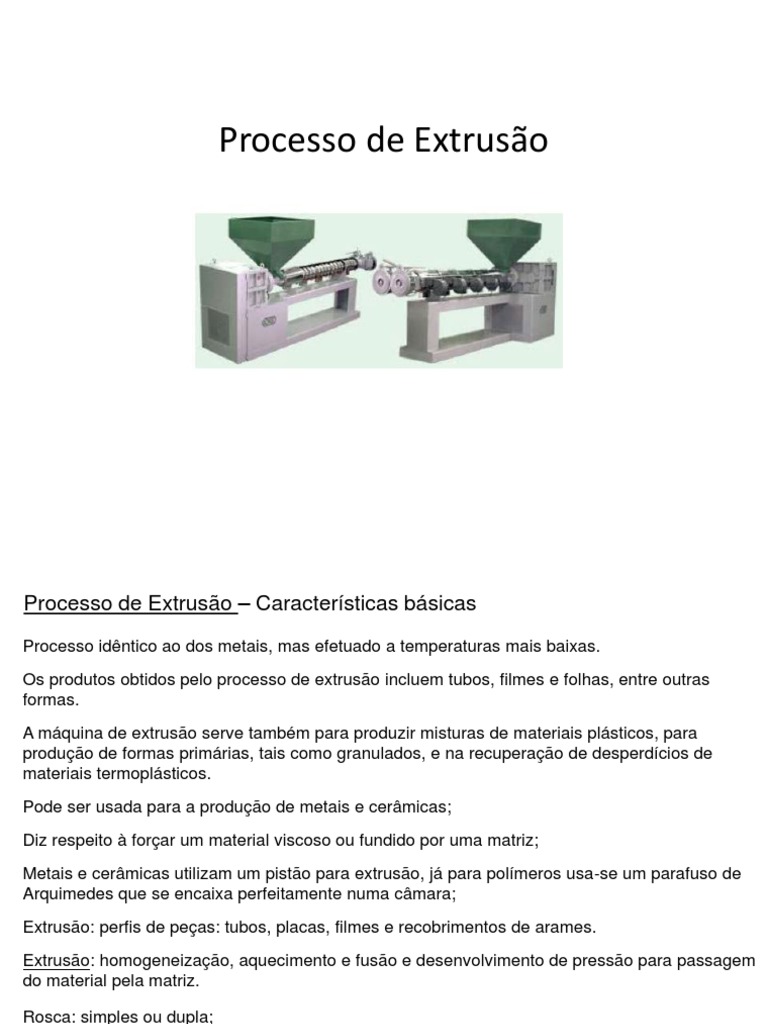 Processos de Extrusão e Injeção Polimeros 29 09 20 | PDF | Extrusão ...