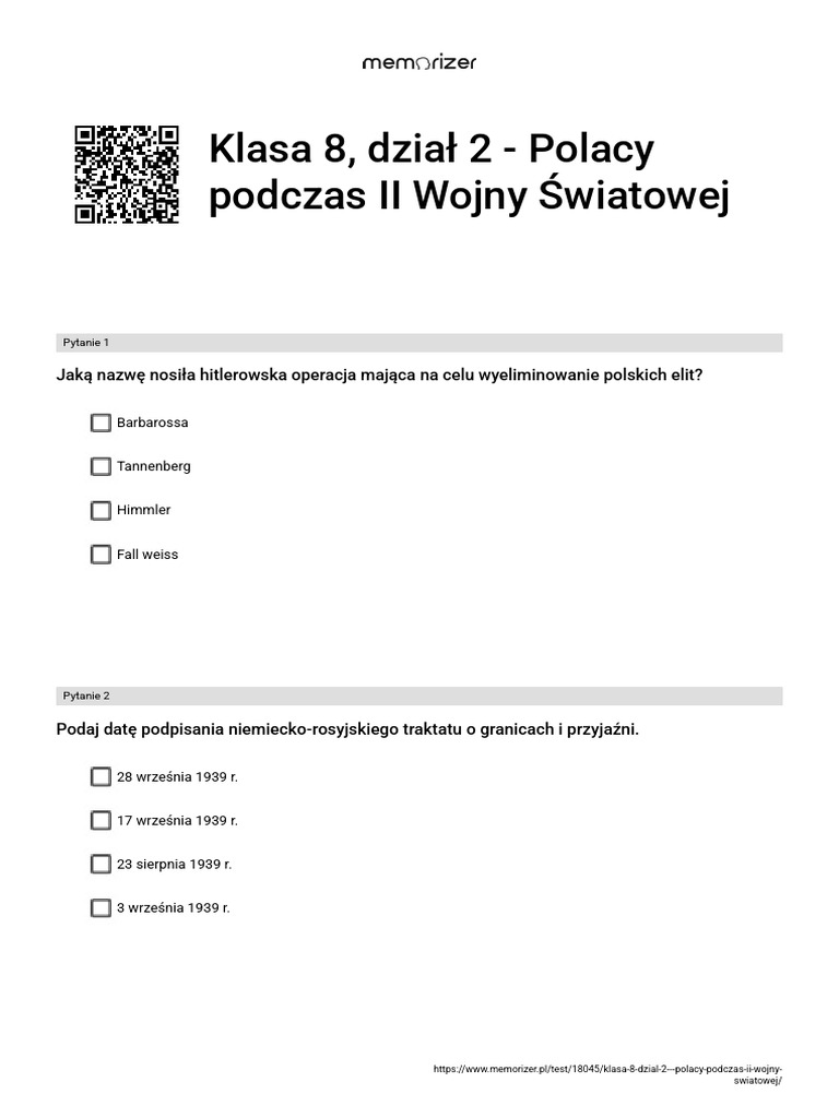 Sprawdzian Klasa 8 Polacy Podczas Ii Wojny światowej Klasa 8, Dział 2 - Polacy Podczas II Wojny Światowej - ROZWIĄŻ | PDF