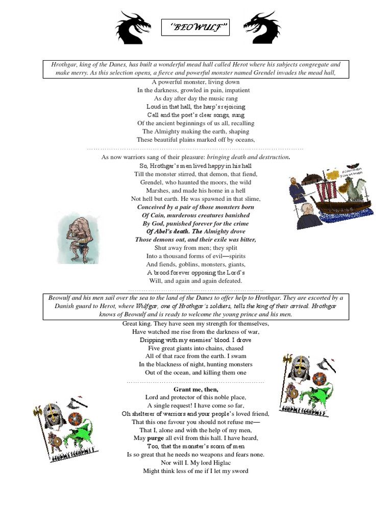 Beowulf Poem 2nd Year PDF Beowulf English Heroic Legends