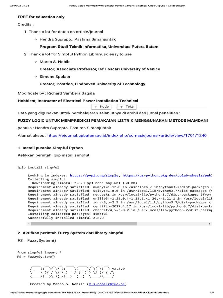 Fuzzy Logic Mamdani With Simpful Python Library - Electrical Case - 2 | PDF