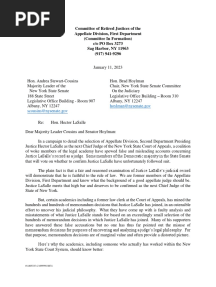 Letter - Support of Hon. Hector LaSalle
