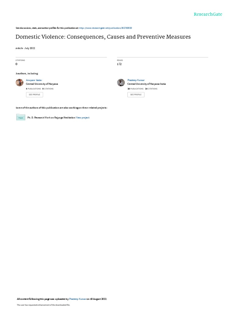 Domestic Violence Pdf Violence Domestic Violence
