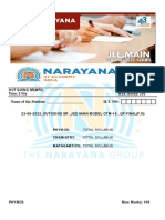 Narayana 23-06-2022 Outgoing SR Jee Main Model GTM 18 QP Final