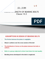 Design Strength of Bearing Bolts Clause 10.3
