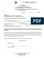 Solicitud de postulación al Séptimo Curso de Formación de Oficial Tercero de Policía