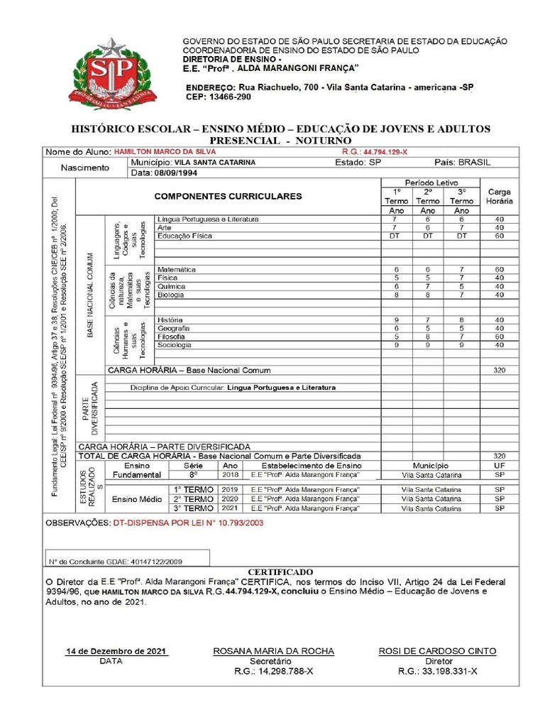 Historico Escolar | PDF