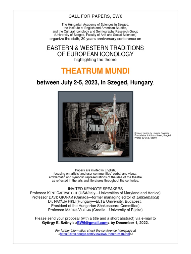 Theatrum Mundi Cfp Pdf Aesthetics The Arts