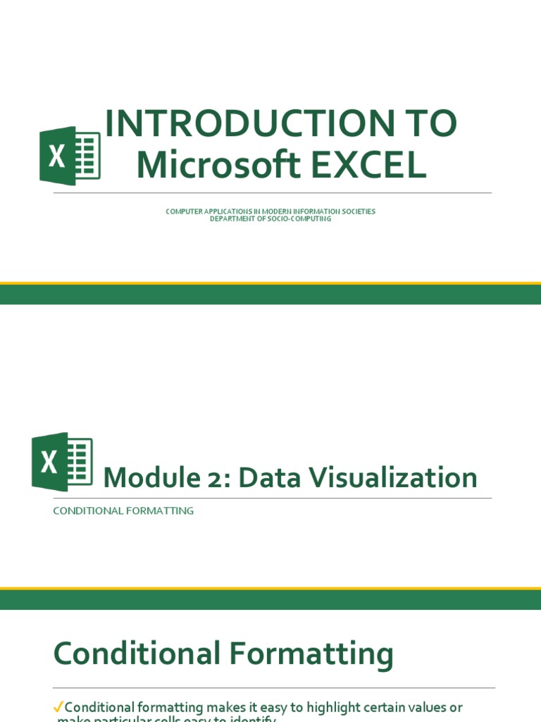 (Module 2) Data Visualization in Excel | PDF | Computing | Data Management