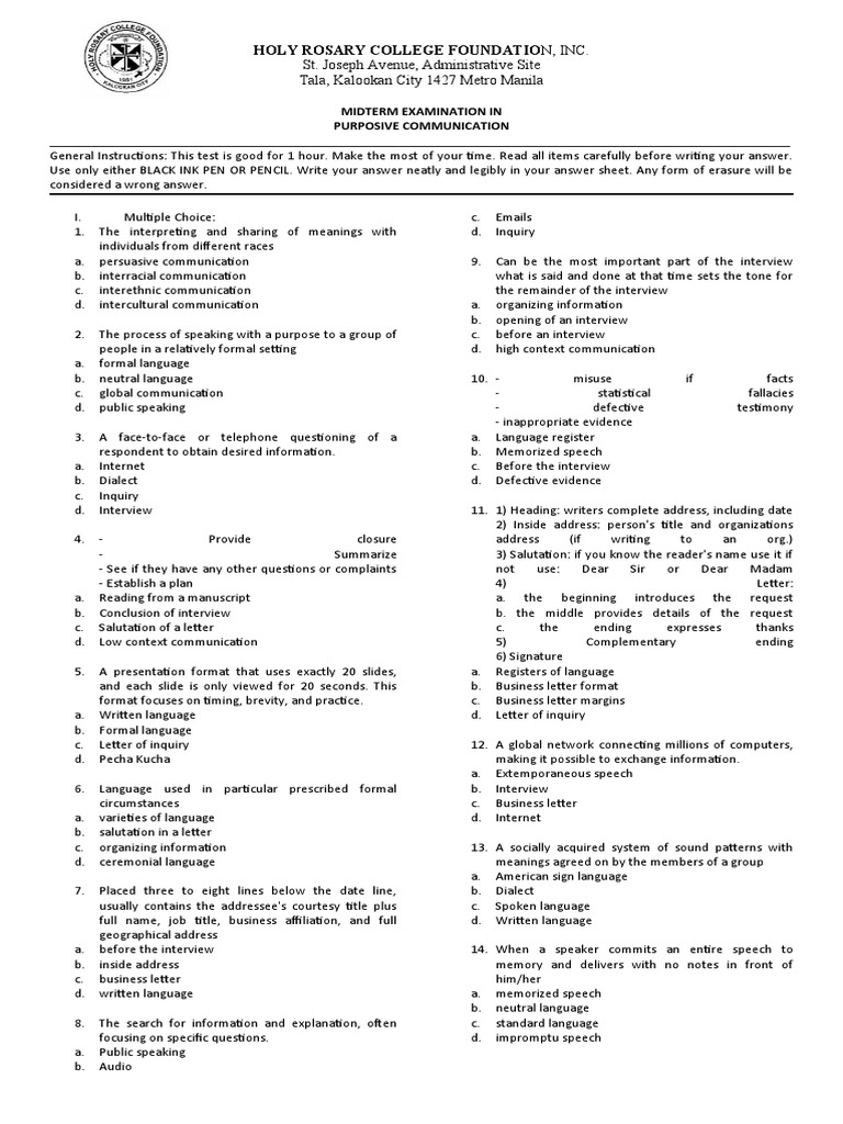 Midterm Exam in Purposive Communication 2 | Download Free PDF ...