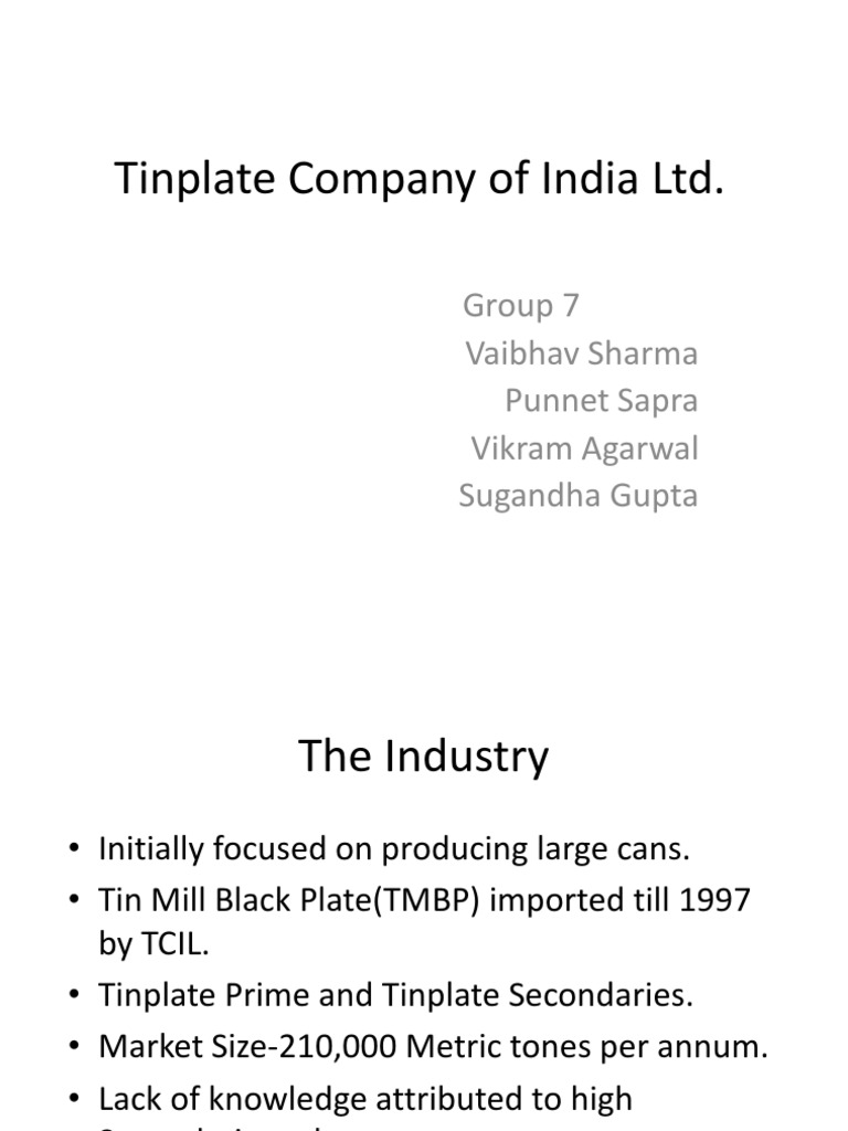 Tinplate Company of India LTD | PDF
