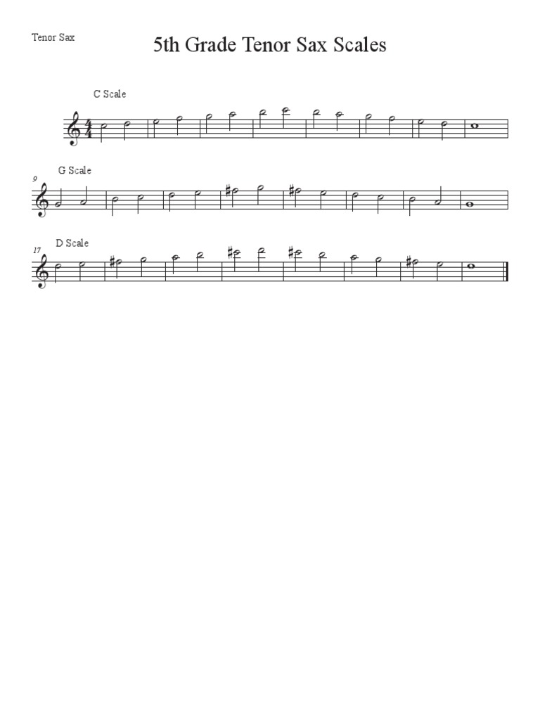 5th Grade Tenor Sax Scales PDF
