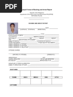 Sample Format of Booking and Arrest Report