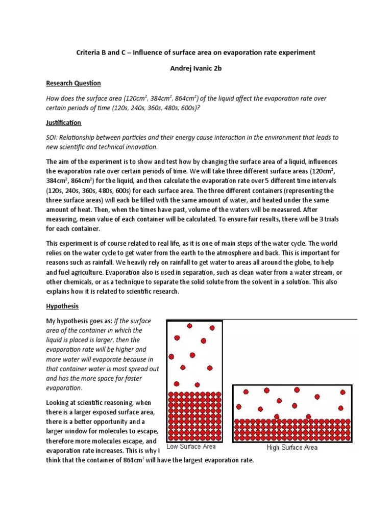 Surface Area's Impact on Evaporation Rate | PDF | Evaporation | Water