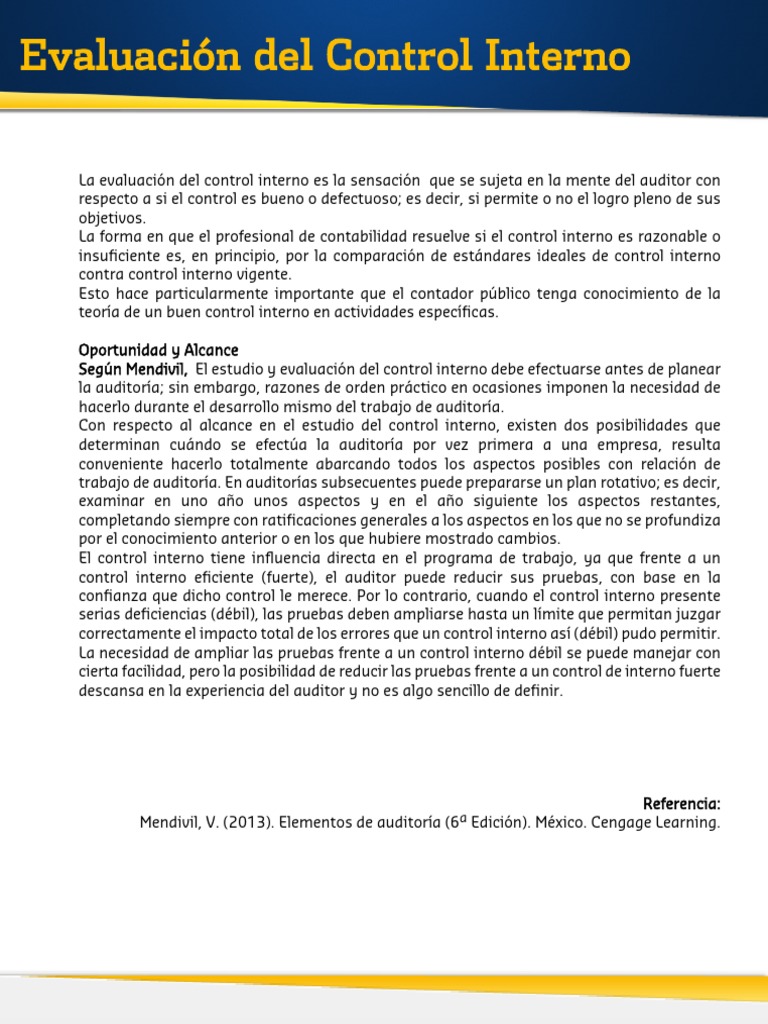 Evaluación del Control Interno en Auditoría | PDF | Auditoría | Evaluación