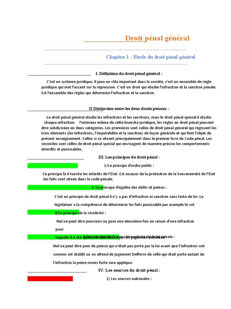 Résumé de DroiT PénaL GénéraL | PDF | Loi criminelle | Crimes