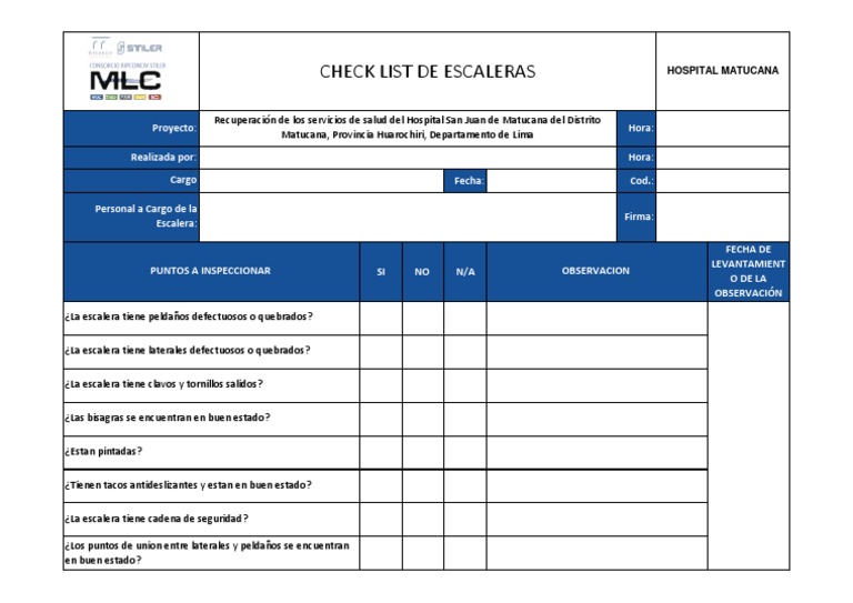 Checklist de Escaleras Hospitalarias | PDF