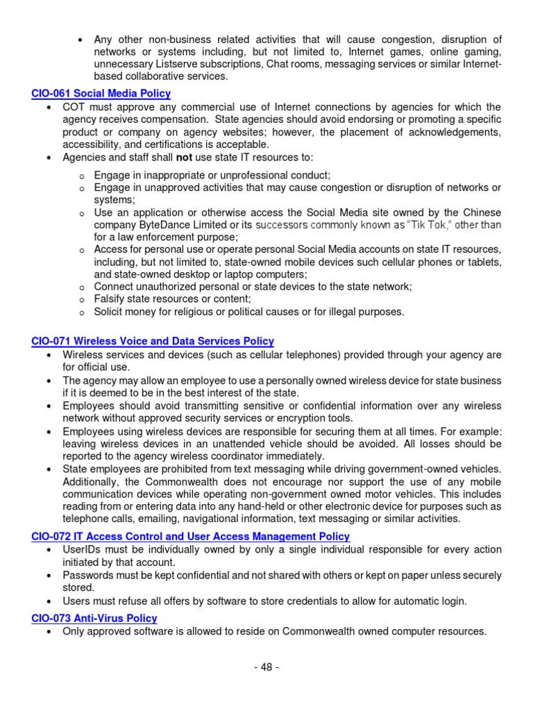 Pg. 48 of Ky. Personnel Employee Handbook PDF Computer Network