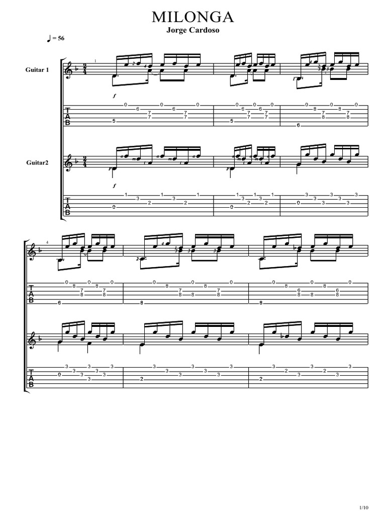 MilongaDuet TAB PDF Classical Guitar Guitars