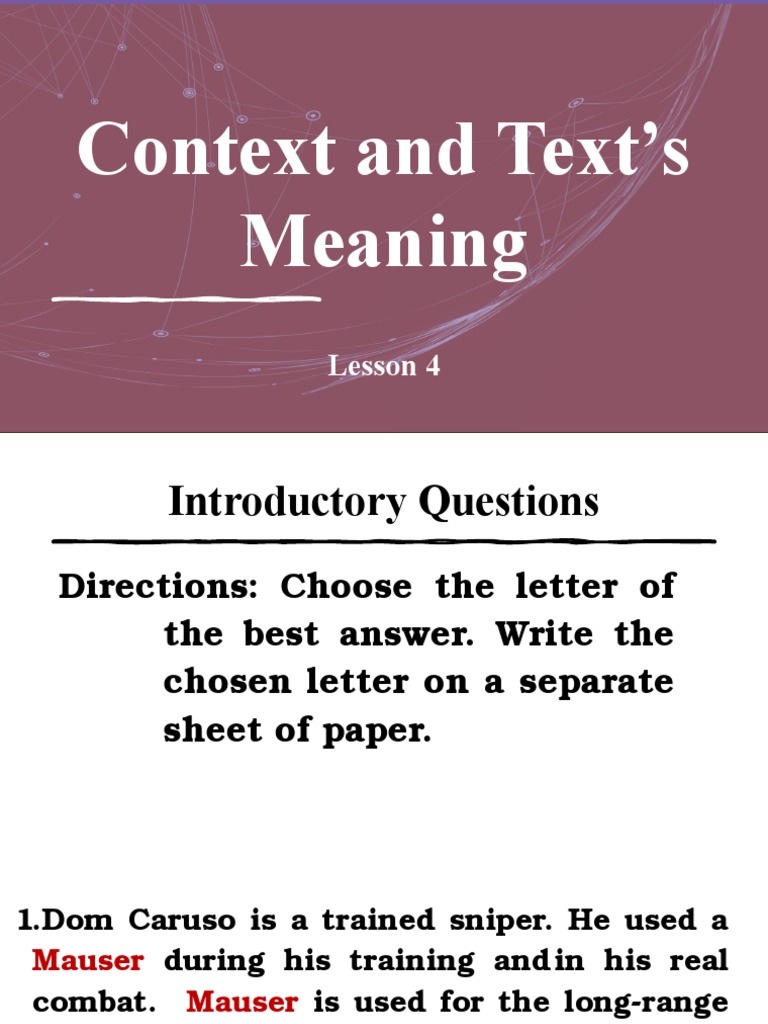CONTEXTUAL TEXT MEANING intelligence overview