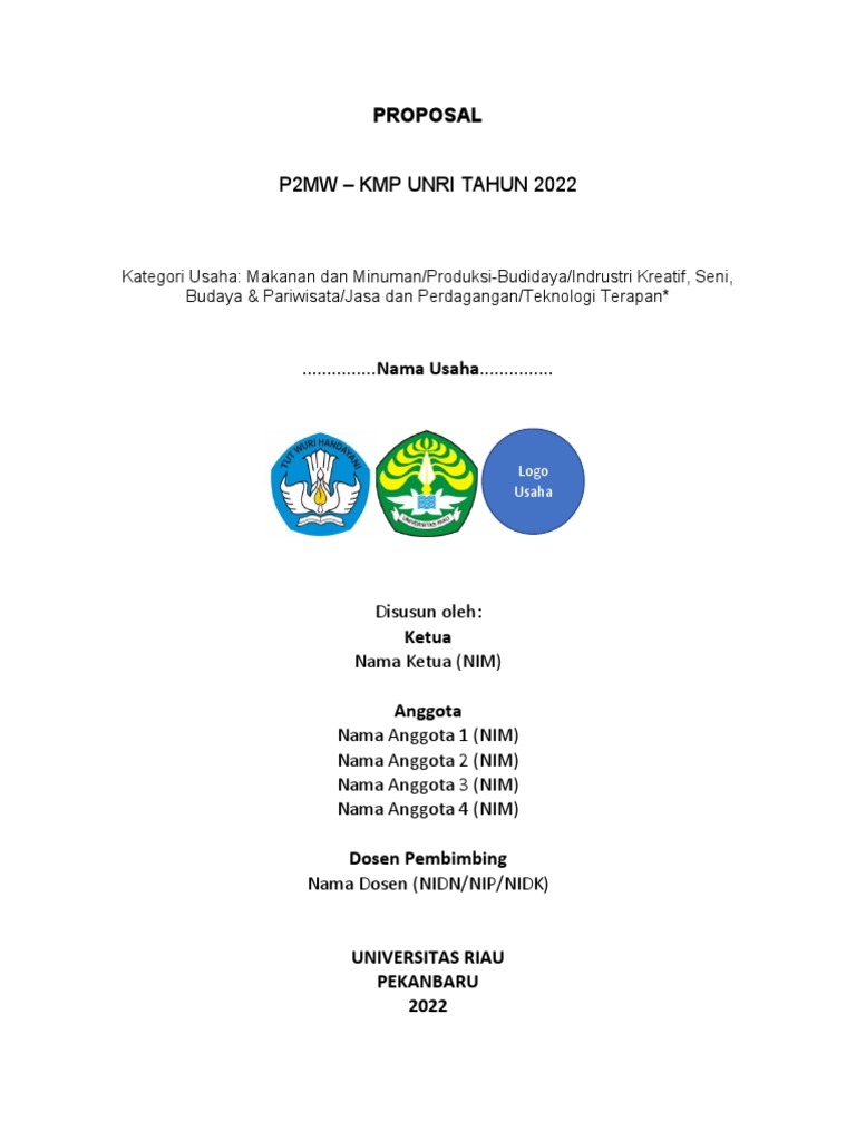 Contoh Proposal P2MW Makanan 2024 | PDF