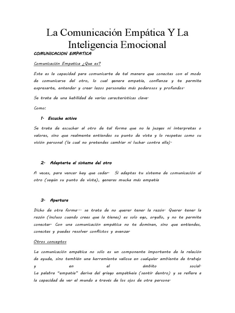Comunicación Empática e Inteligencia Emocional | PDF | Las emociones ...