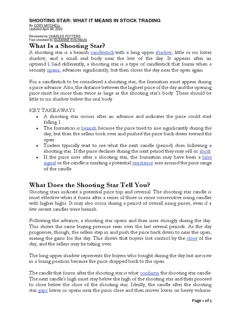 Shooting Star Pdf Market Trend Short Finance
