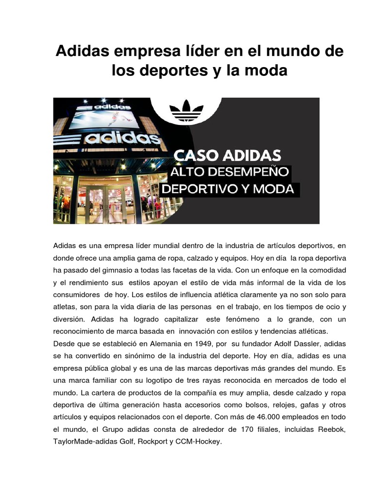 CASO - Adidas Empresa Líder en El Mundo de Los Deportes y Moda | PDF | Adidas Marca