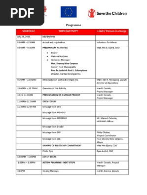 Activity Schedule