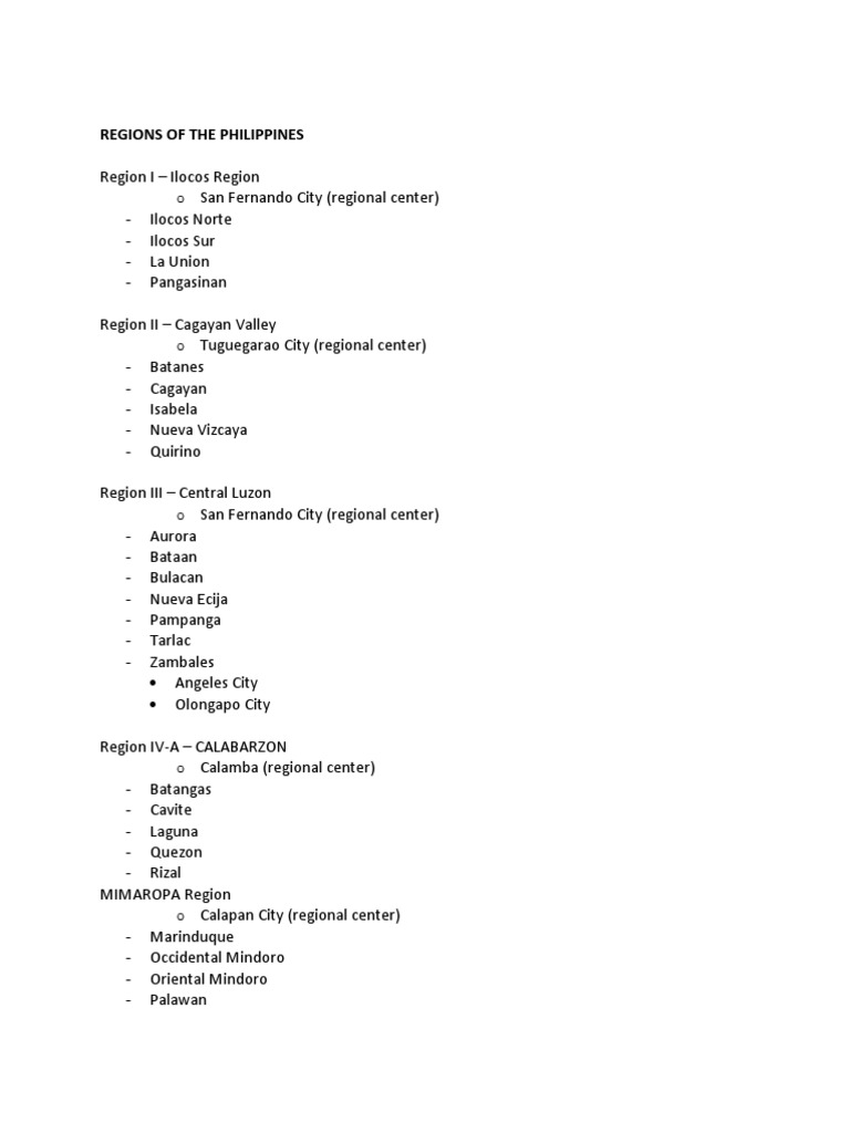 Regions of The Philippines | PDF | Southeast Asia | Philippines