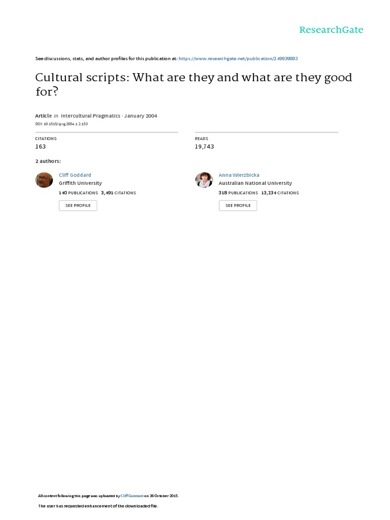 Cultural Scripts What Are They PDF
