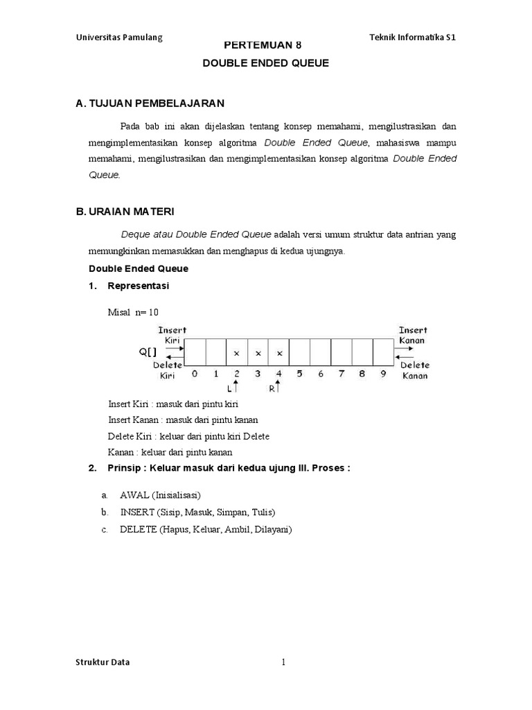 Algoritma Double Ended Queue Deque | PDF
