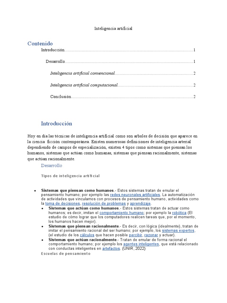 Tipos y Escuelas de Inteligencia Artificial | PDF | Inteligencia ...