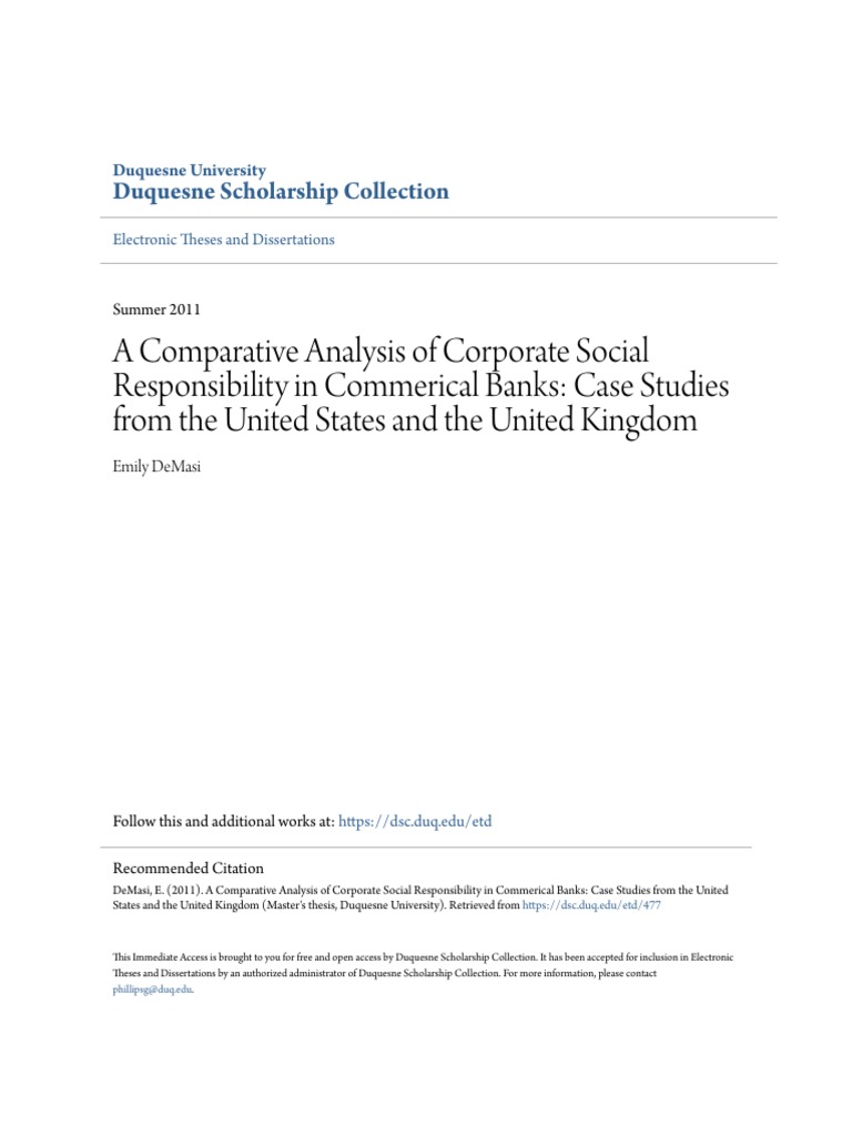 A Comparative Analysis of Corporate Social Responsibility in Comm | PDF ...