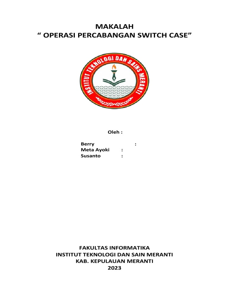 Operasi Percabangan Switch Case C++ | PDF | Komputer