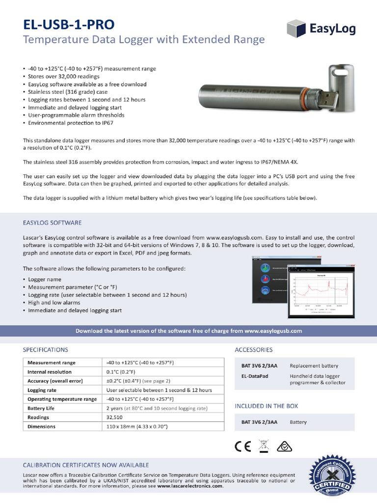 Easylog Data Logger El Usb 1 Pro Iss12 - 02 21 | PDF