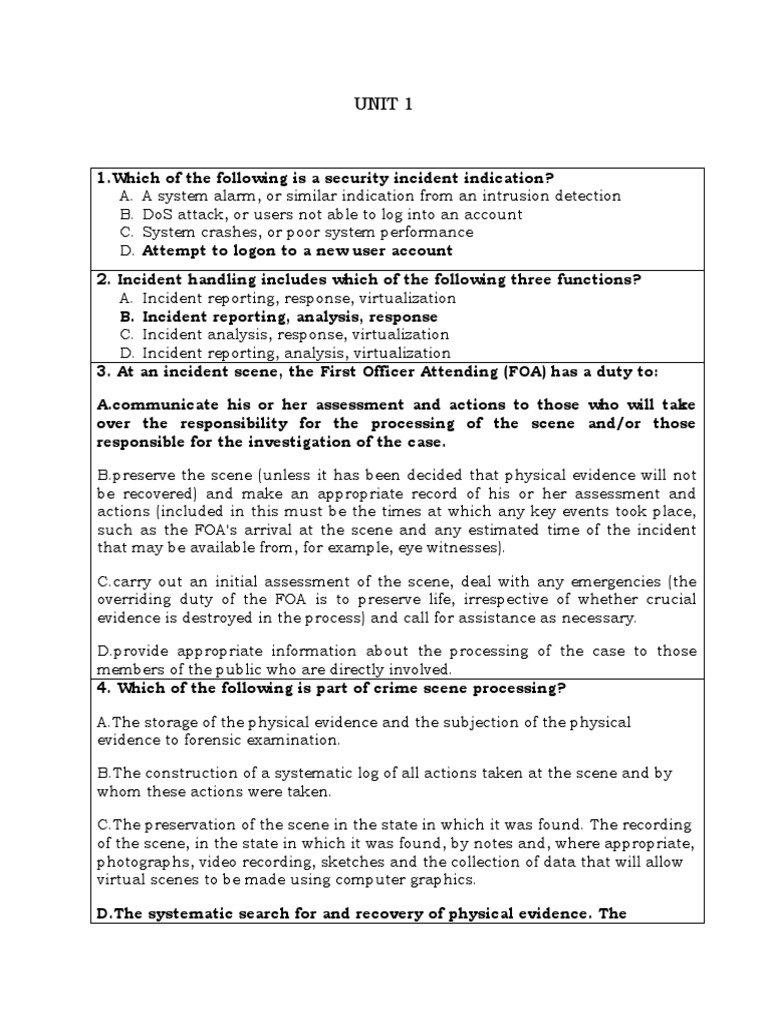Forensics and Incident Response-Question BANK - Fair For Students MCQQ ...