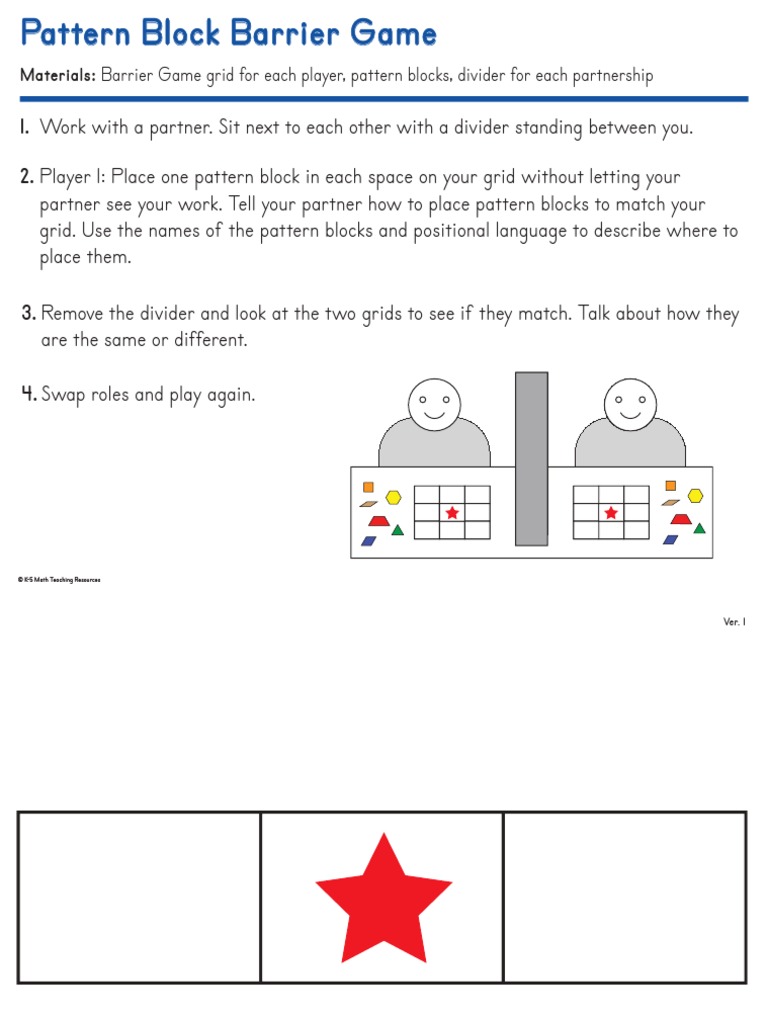 Pattern Block Barrier Game PDF