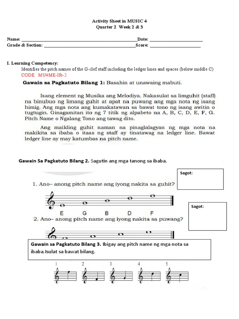 Activity Sheet in MUSIC 4 Q2 | PDF