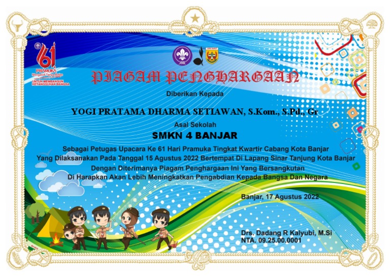 Piagam Petugas Upacara Hari Pramuka | PDF