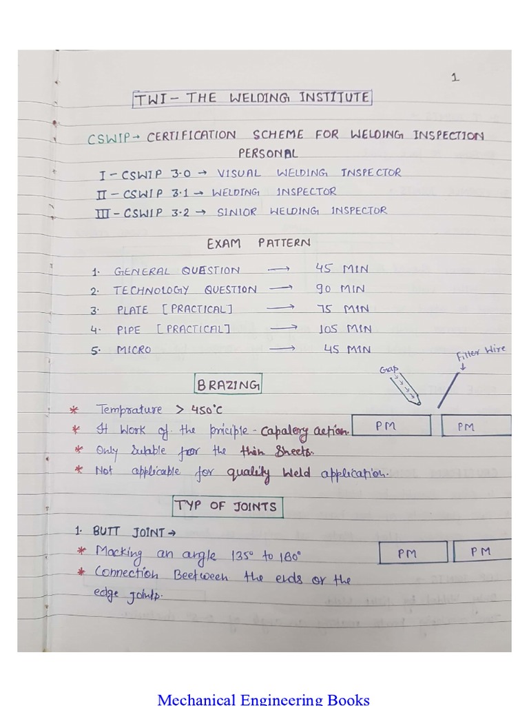 Cswip Welding Notes PDF Engineering Mechanical Engineering