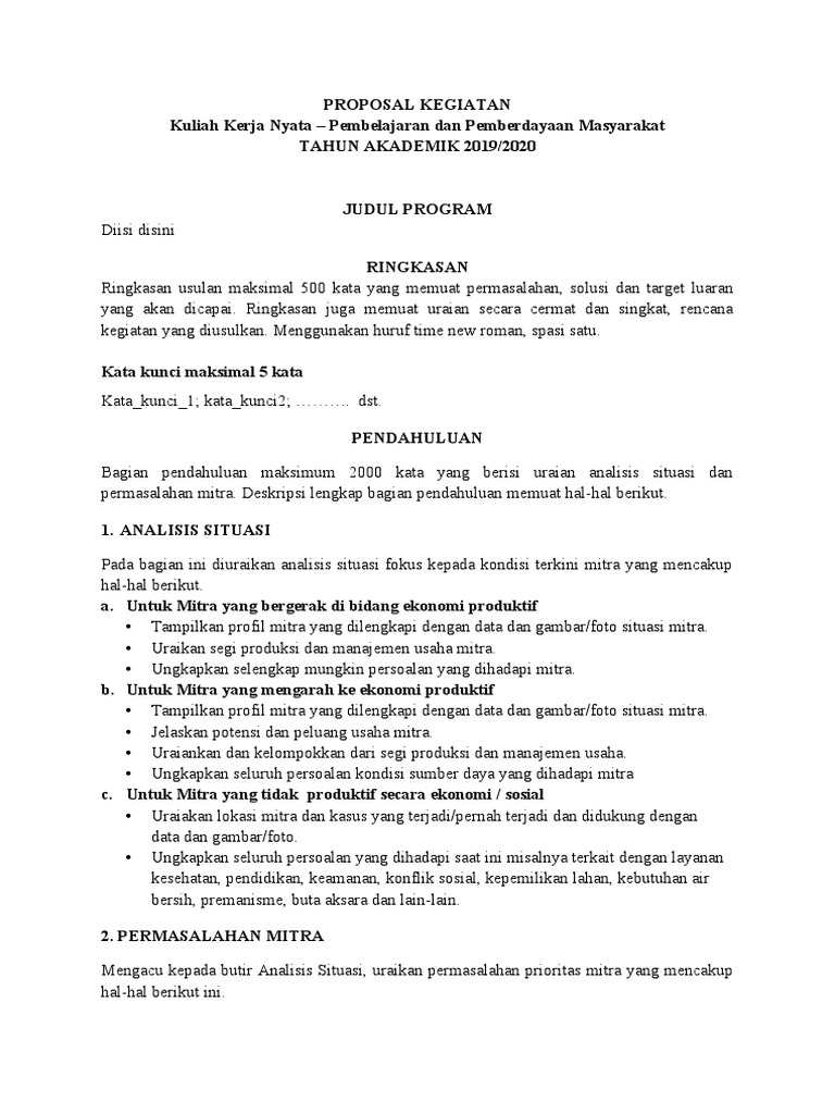 Template Proposal KKN 2019/2020 | PDF